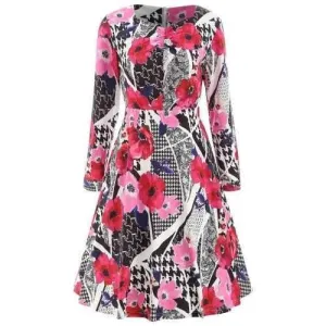 Abstract Print Fit and Flare Dress - S