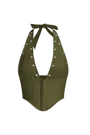 Averi Halter Top (Olive Green)