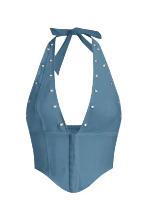 Averi Halter Top (Teal Blue)