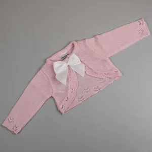 Baby Girls Bolero Cardigan With Bow - Pink