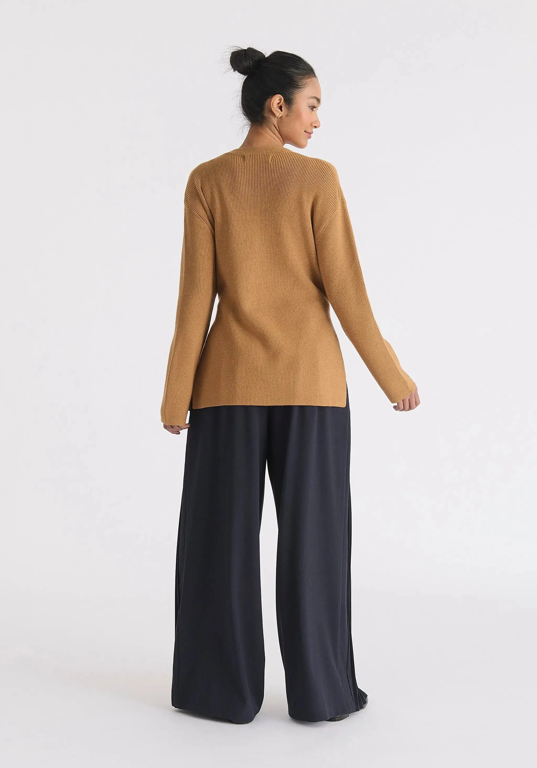 Camel Wrap Side Tie Knit Jumper