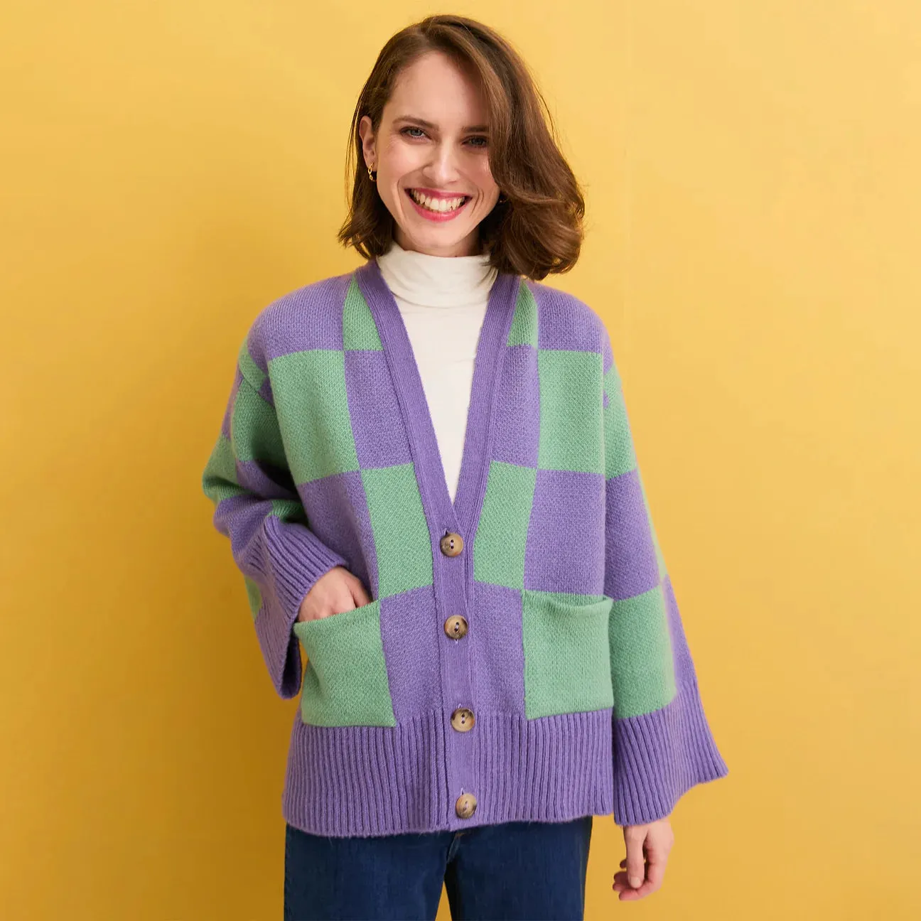 Candice Cardigan Purple and Green