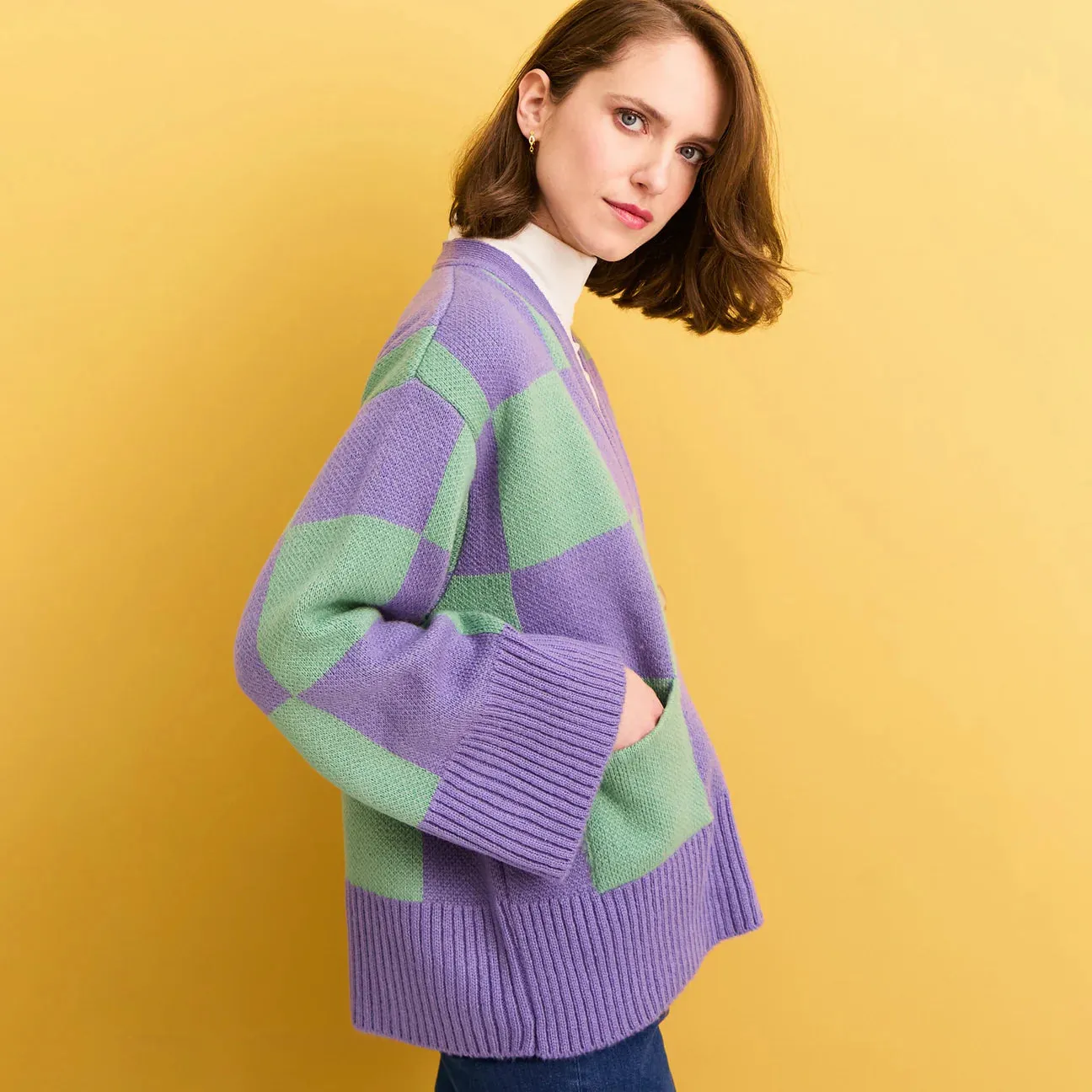 Candice Cardigan Purple and Green