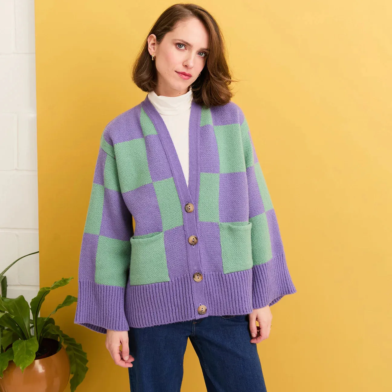 Candice Cardigan Purple and Green