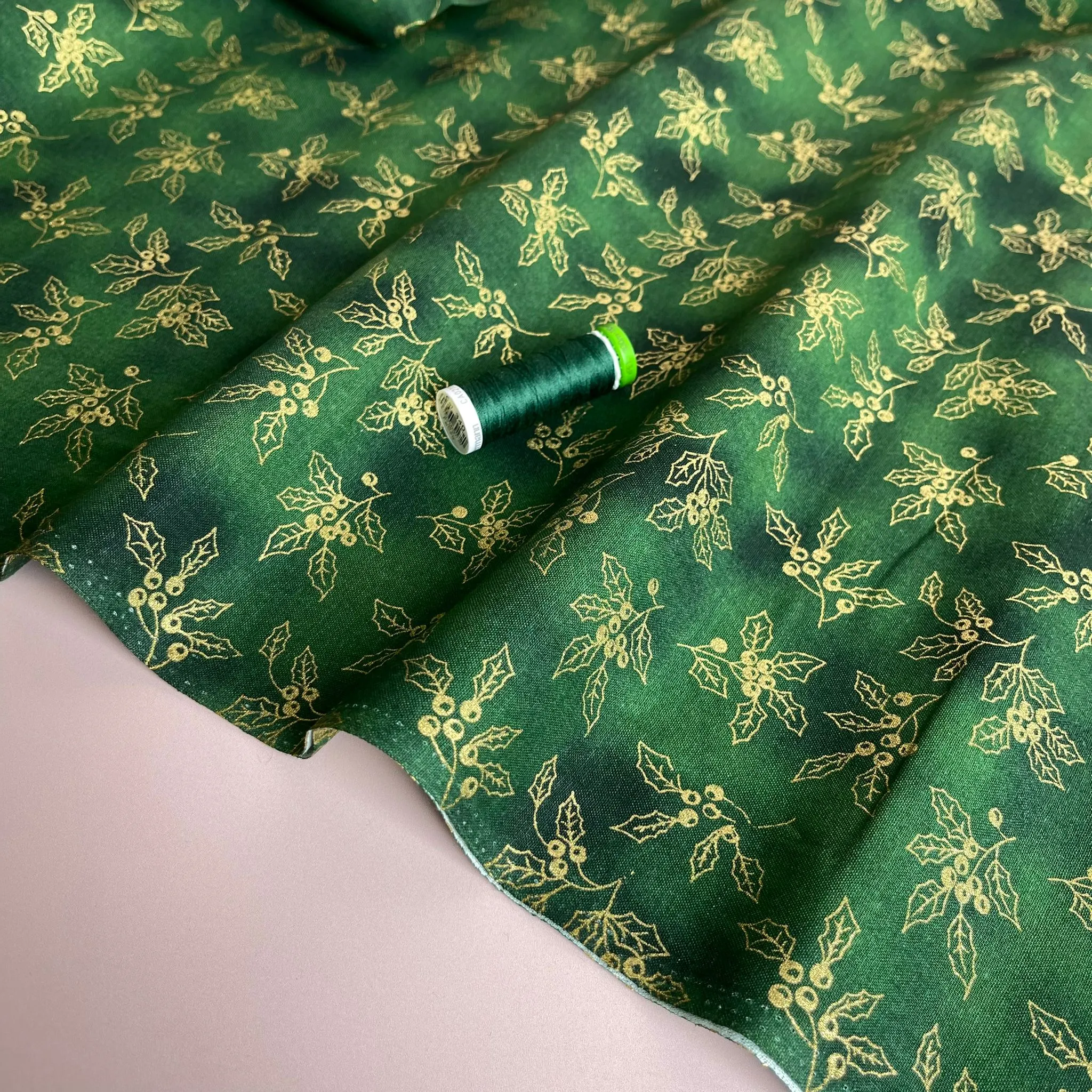 Christmas Holly Cotton Poplin Fabric