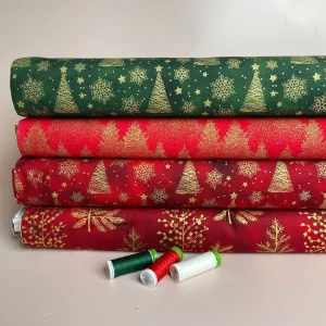 Christmas Trees Cotton Poplin Fabric