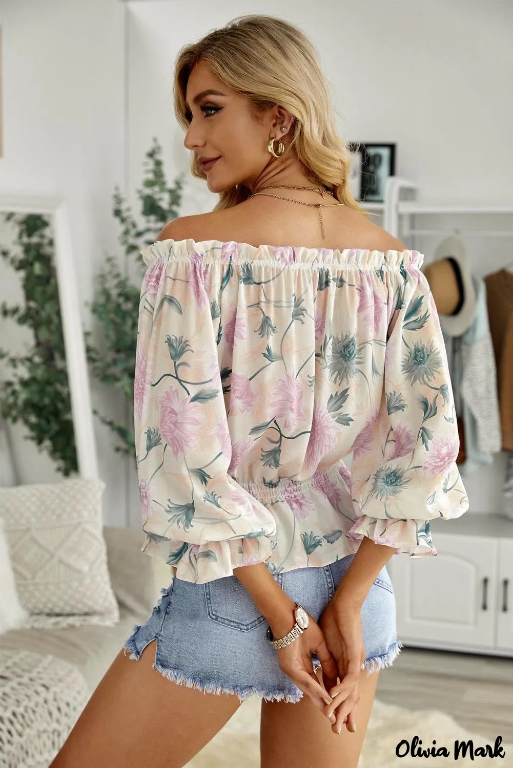 Deanwangkt - Floral off-the-shoulder blouse