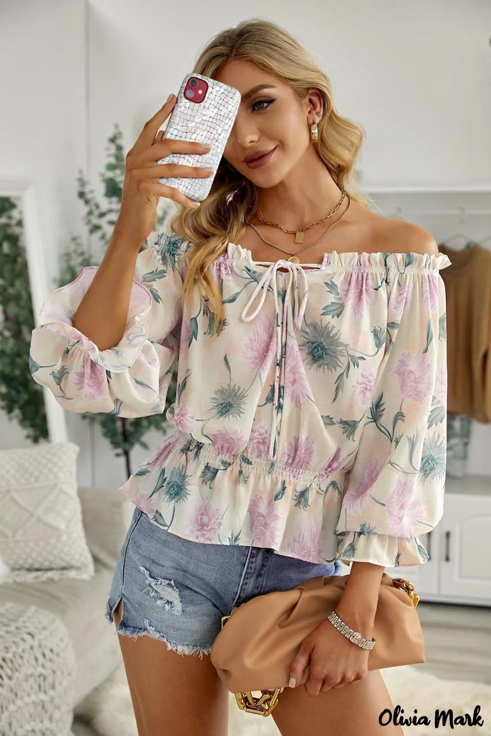 Deanwangkt - Floral off-the-shoulder blouse