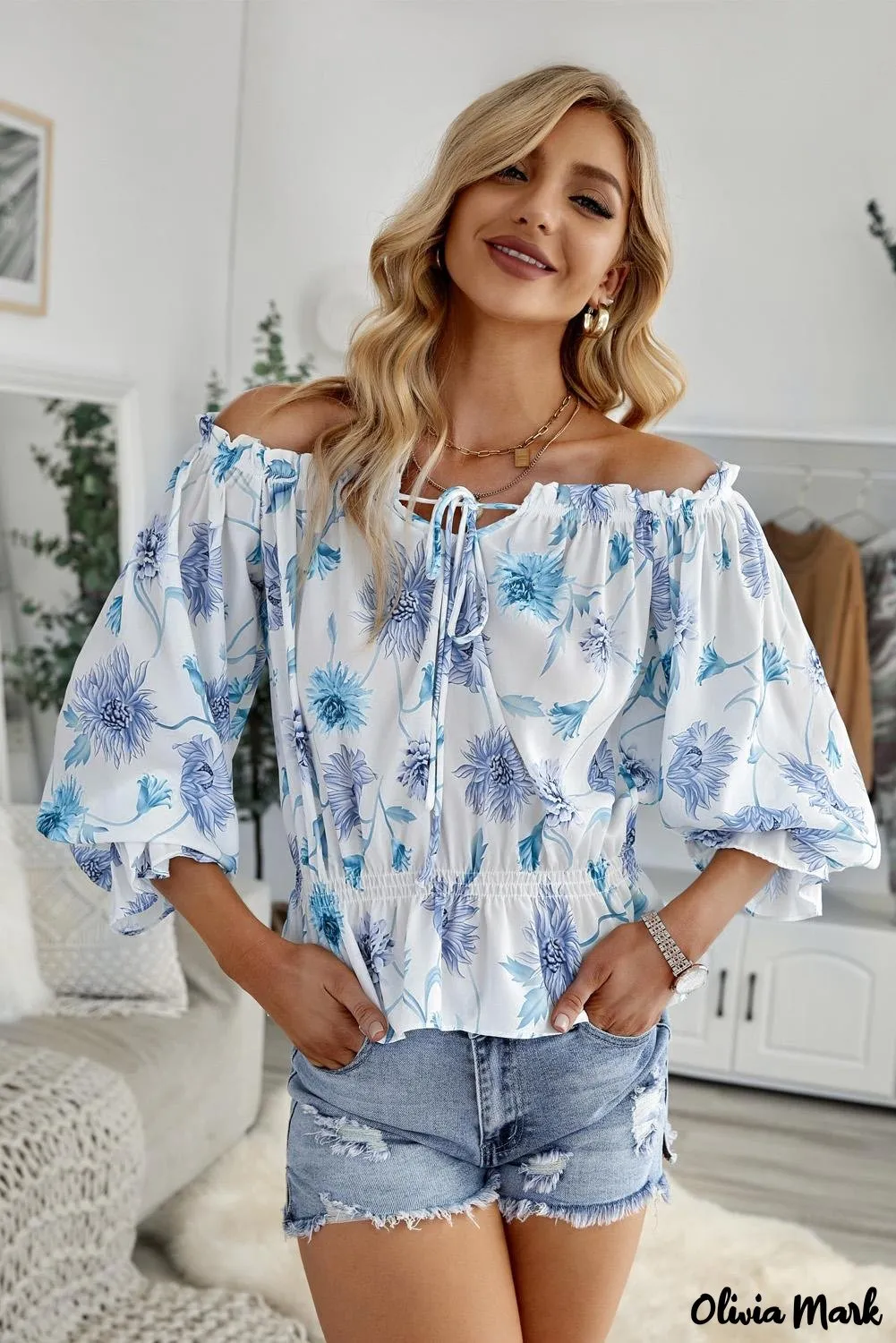 Deanwangkt - Floral off-the-shoulder blouse