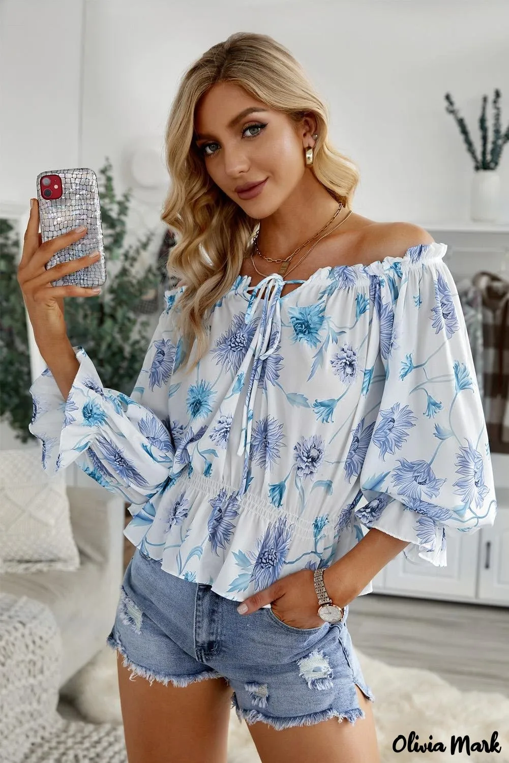 Deanwangkt - Floral off-the-shoulder blouse