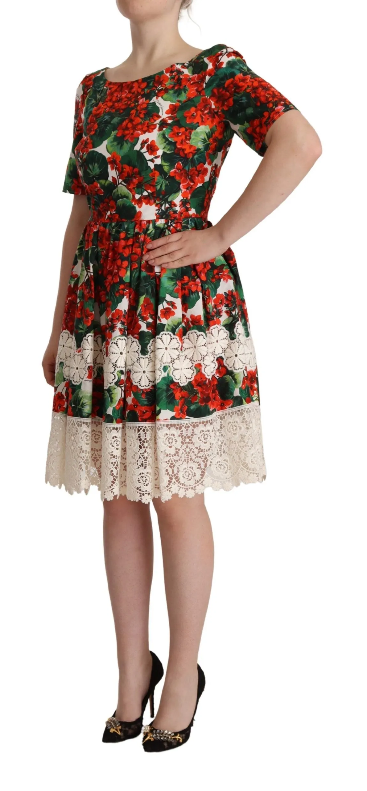 Dolce & Gabbana Multicolor Red Floral Shift A-Line Dress