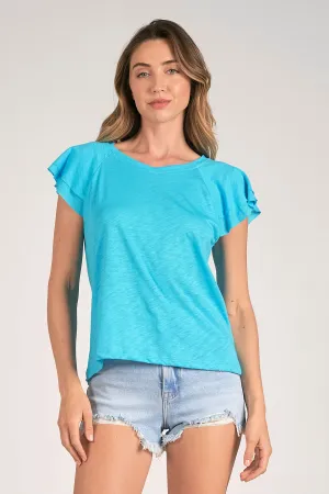 Elan Turquoise Flouncy Sleeve Top