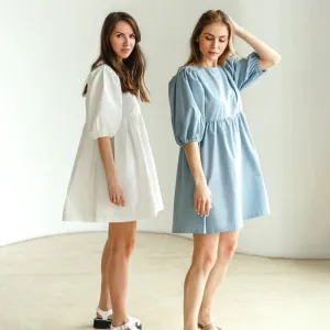 Fit and Flare Lantern Sleeve Summer Dress