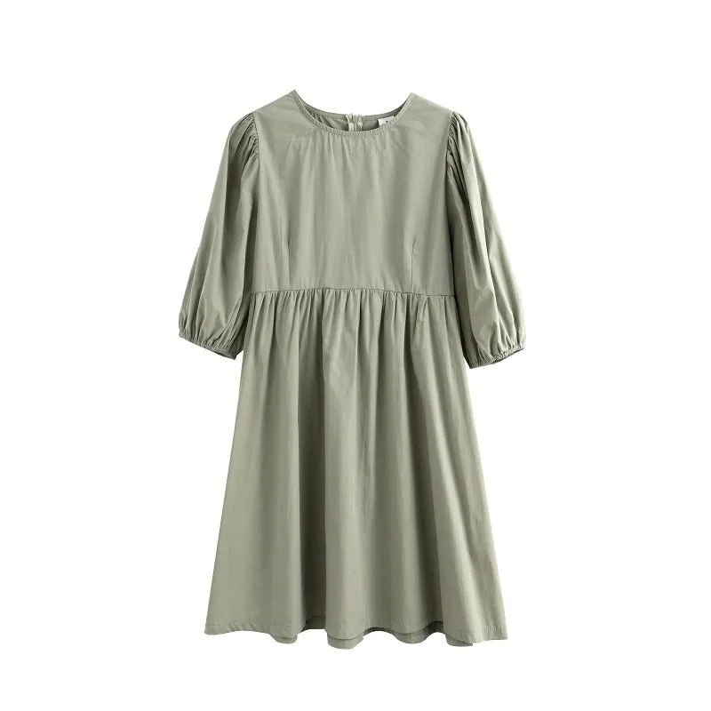 Fit and Flare Lantern Sleeve Summer Dress