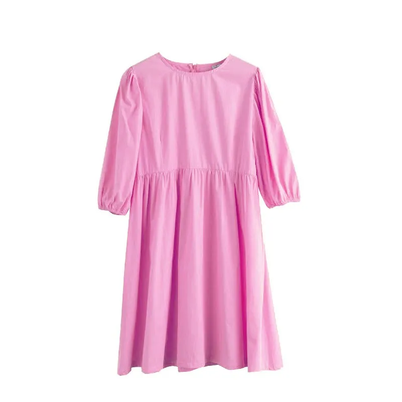 Fit and Flare Lantern Sleeve Summer Dress