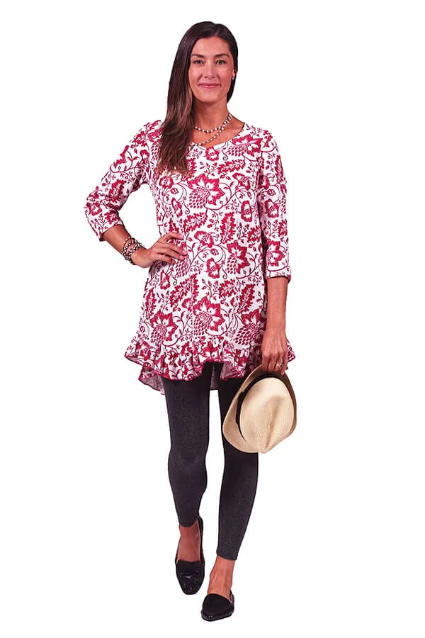 floral ruffle tunic