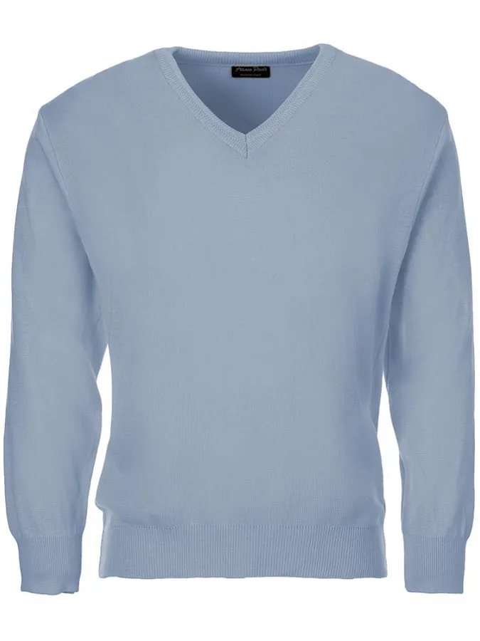 FRANCO PONTI V-Neck - Mens Italian Merino Wool Blend - Sky