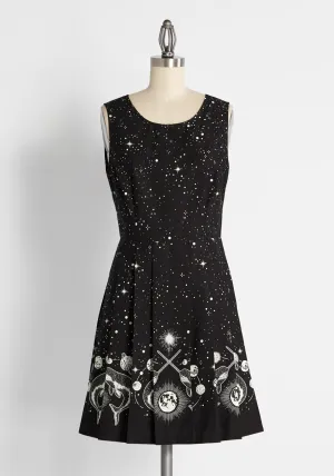 Galactic Aquatic Fit and Flare Dress