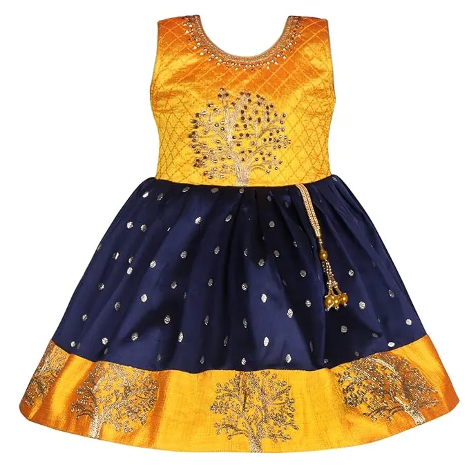 Girls Embroidered Fit and Flare Ethnic Dress