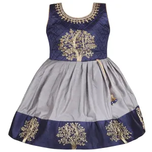 Girls Embroidered Fit and Flare Ethnic Dress