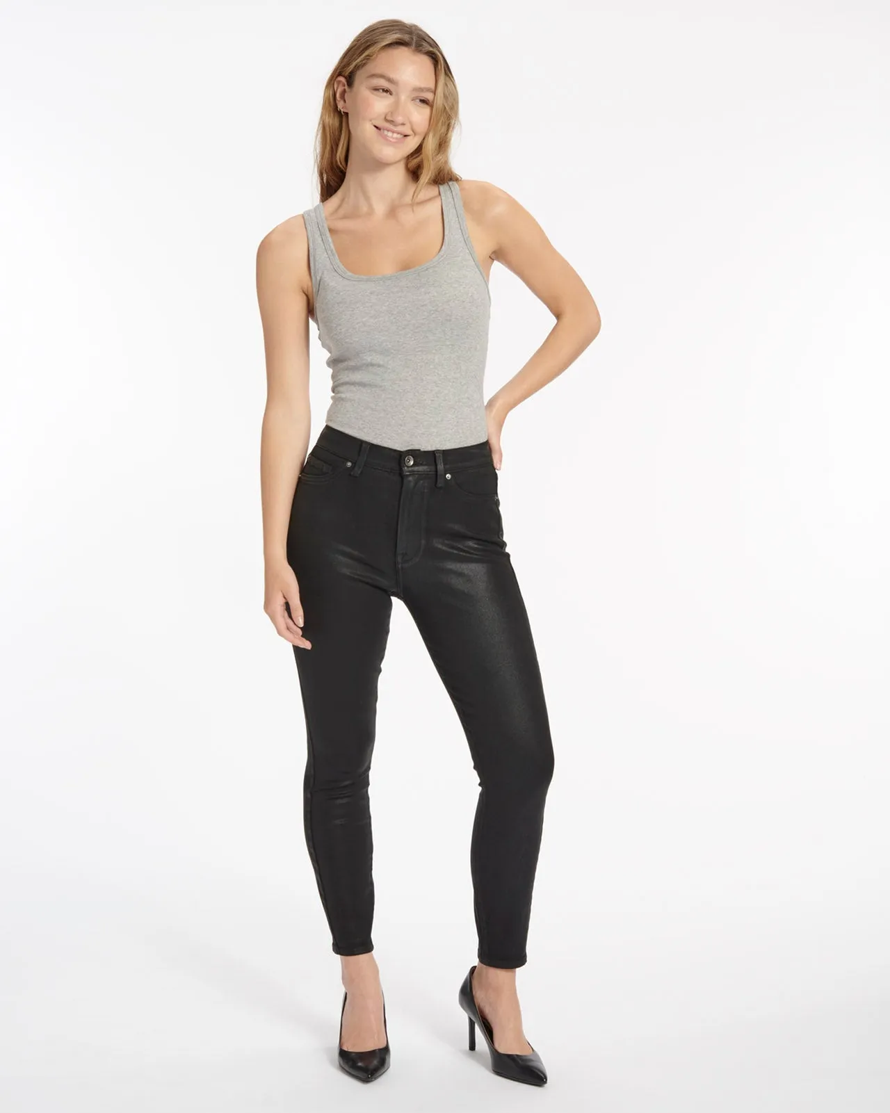 High Waist Coated Skinny Ankle Jean