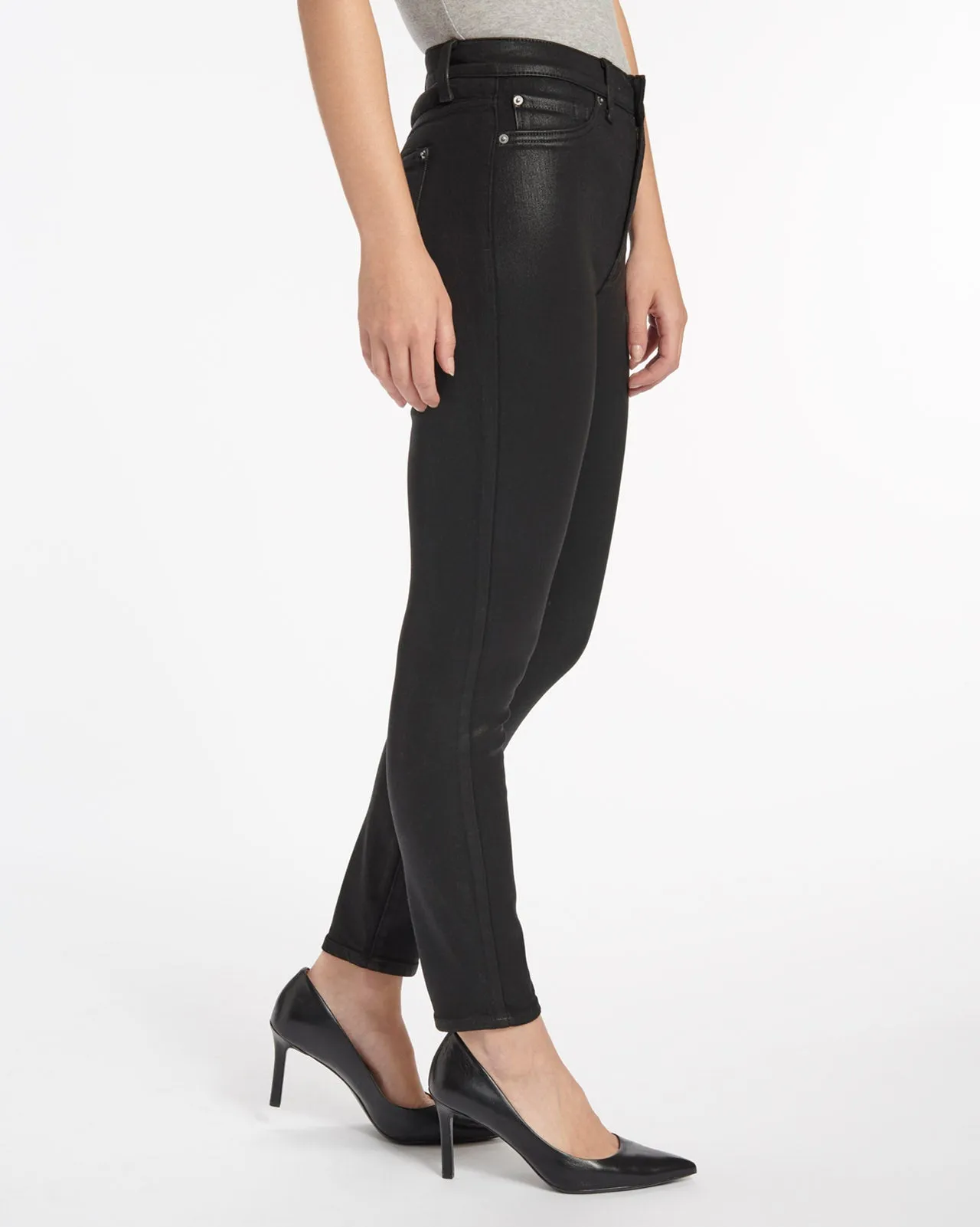 High Waist Coated Skinny Ankle Jean