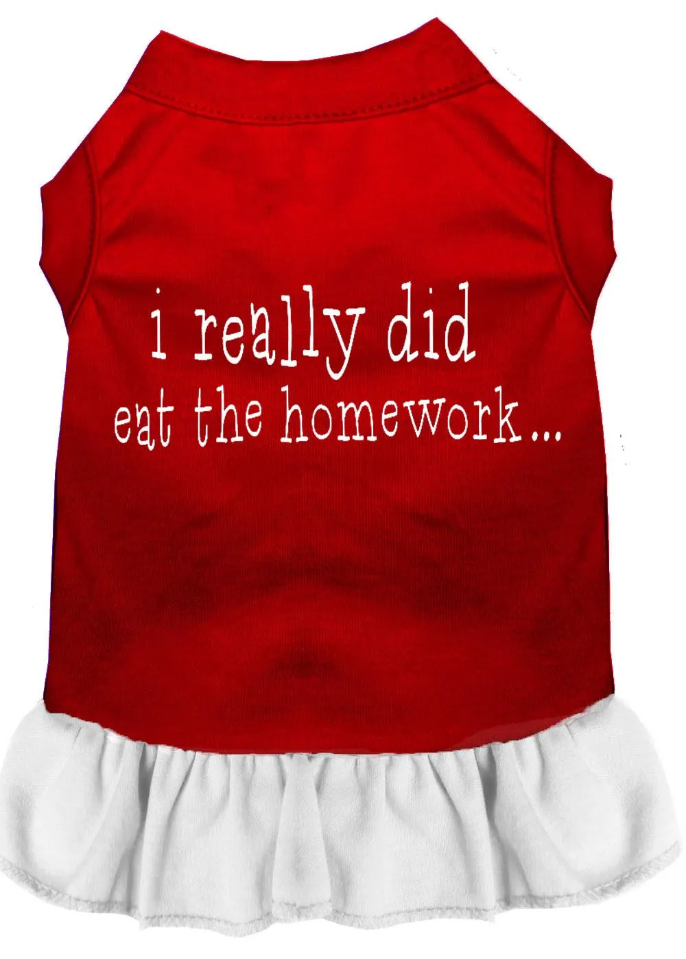 I Really Did Eat The Homework Screen Print Dress Red With White Lg (14)