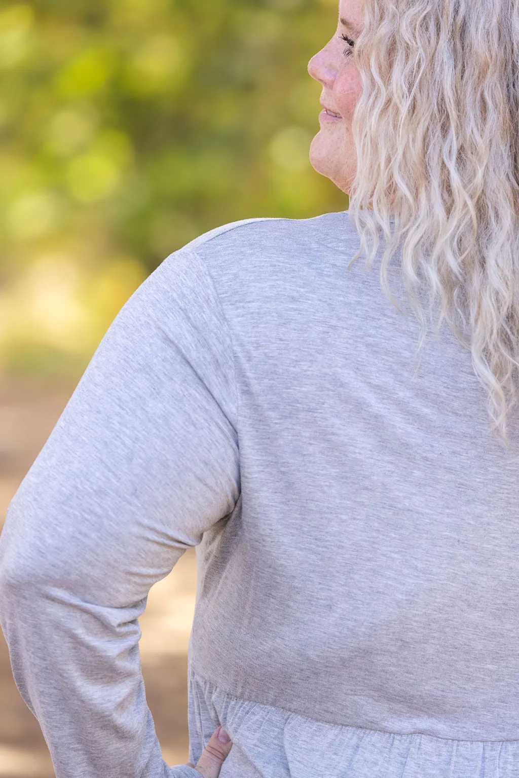 IN STOCK Long Sleeve Sarah Ruffle - Light Grey