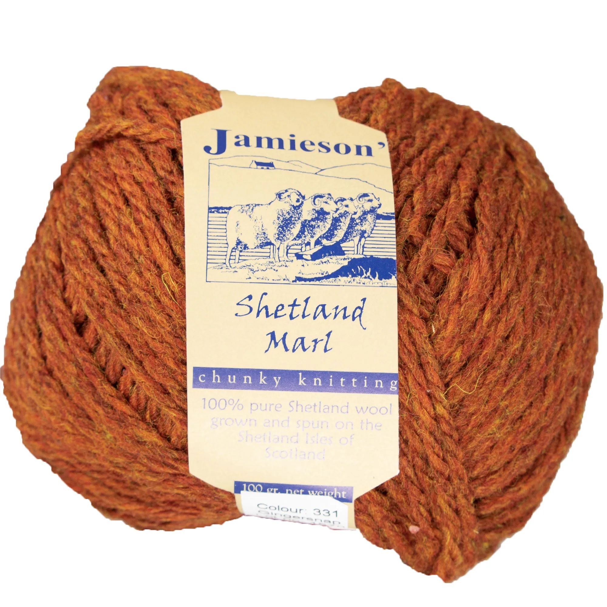 Jamieson's of Shetland Marl Chunky Yarn - 331 Gingersnap