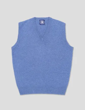 LAMBSWOOL V NECK VEST - BLUE