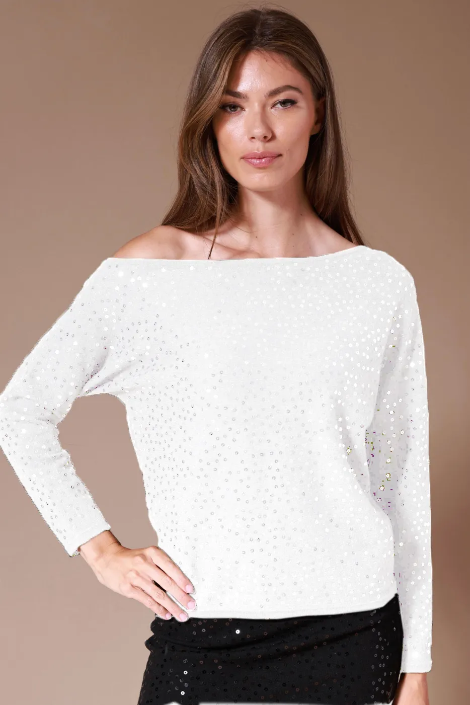 Minnie Rose Off Shoulder Sequin Shirt