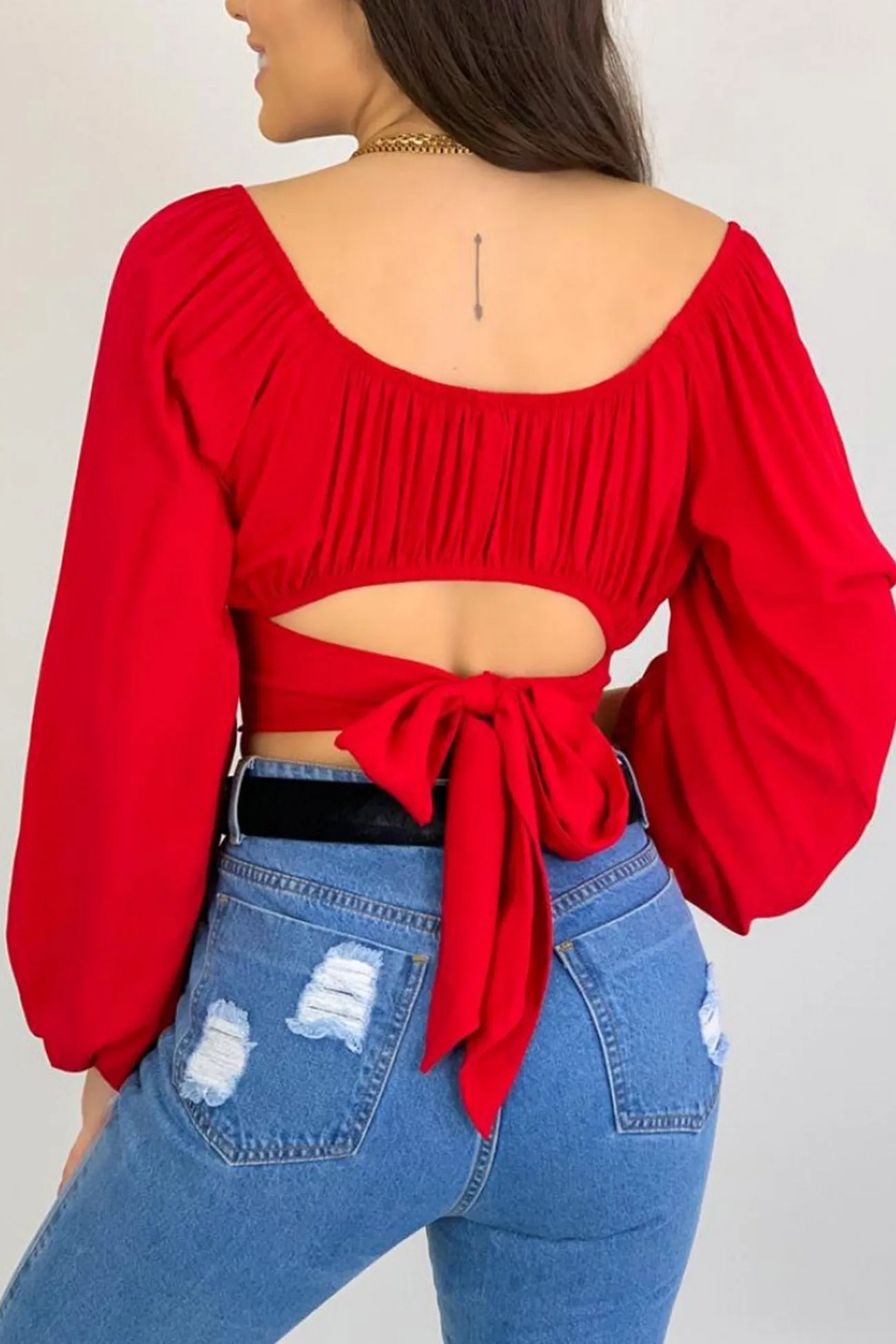 Off Shoulder Puff Sleeve Crop Top