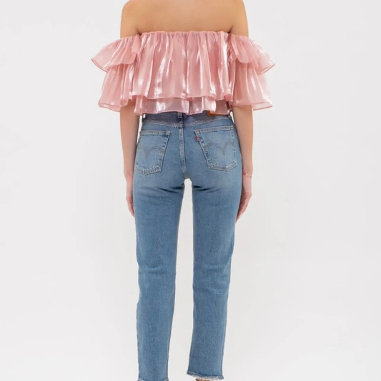 Off-Shoulder Sheer Ruffle Top