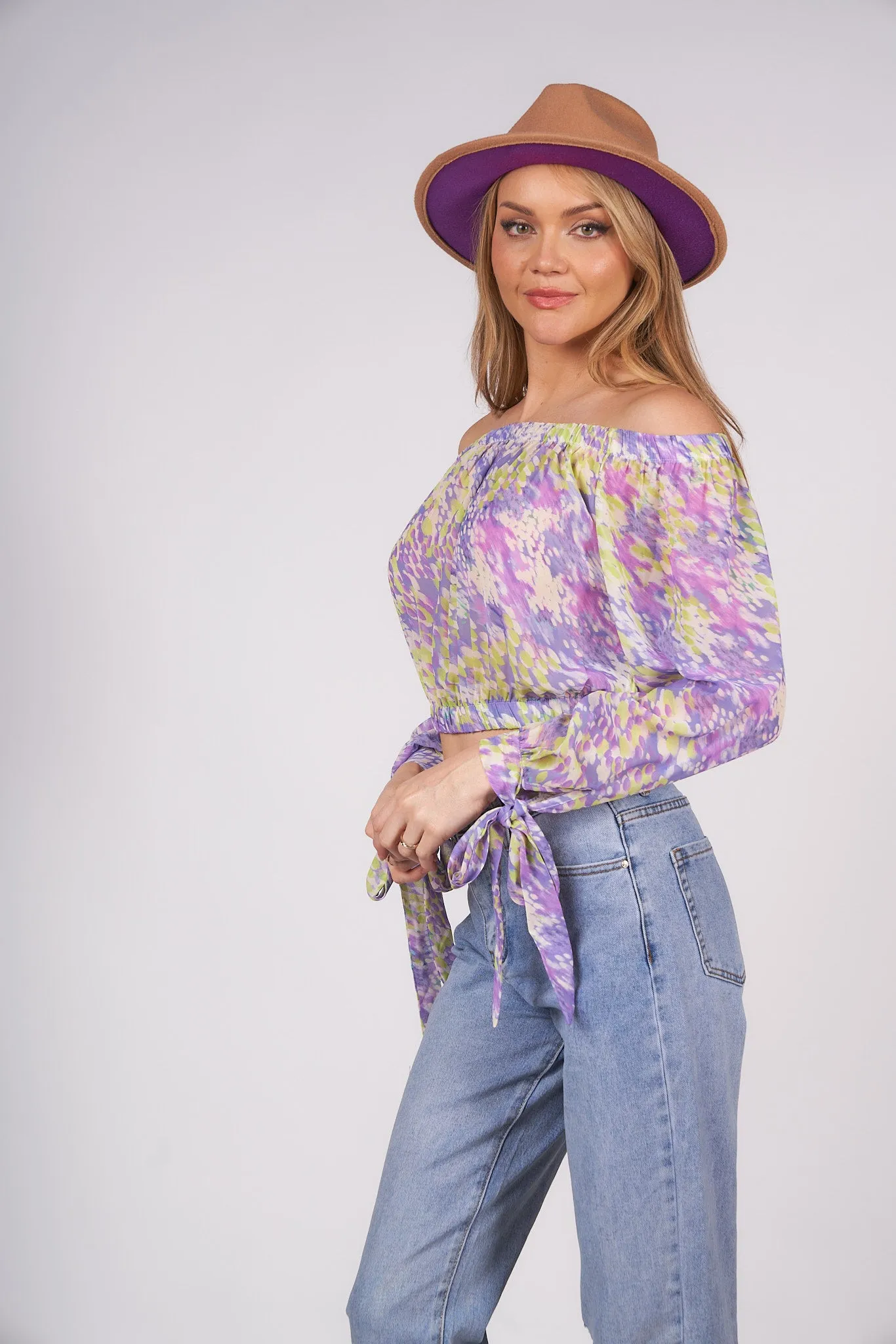 Off the Shoulder Floral Print Top