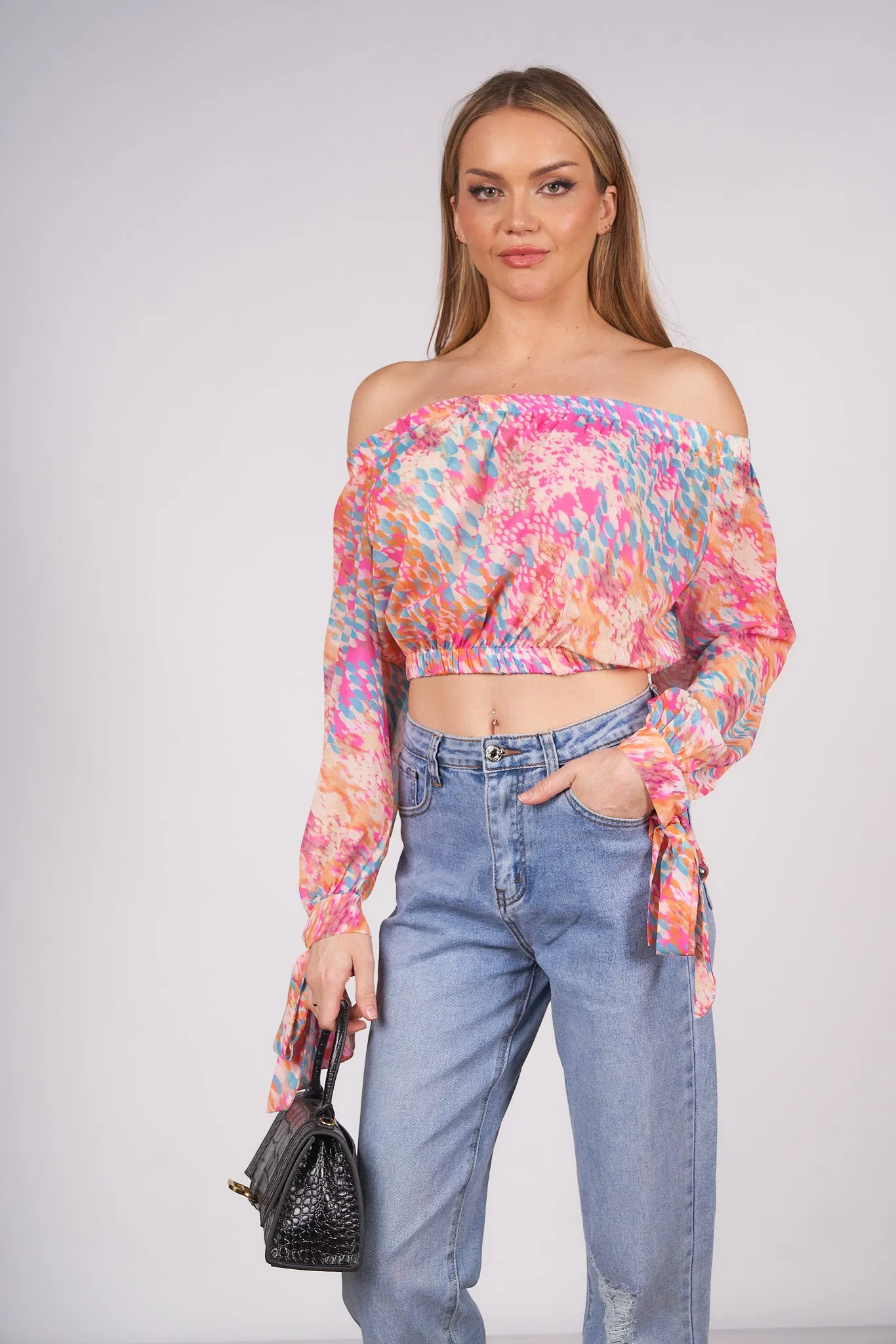 Off the Shoulder Floral Print Top