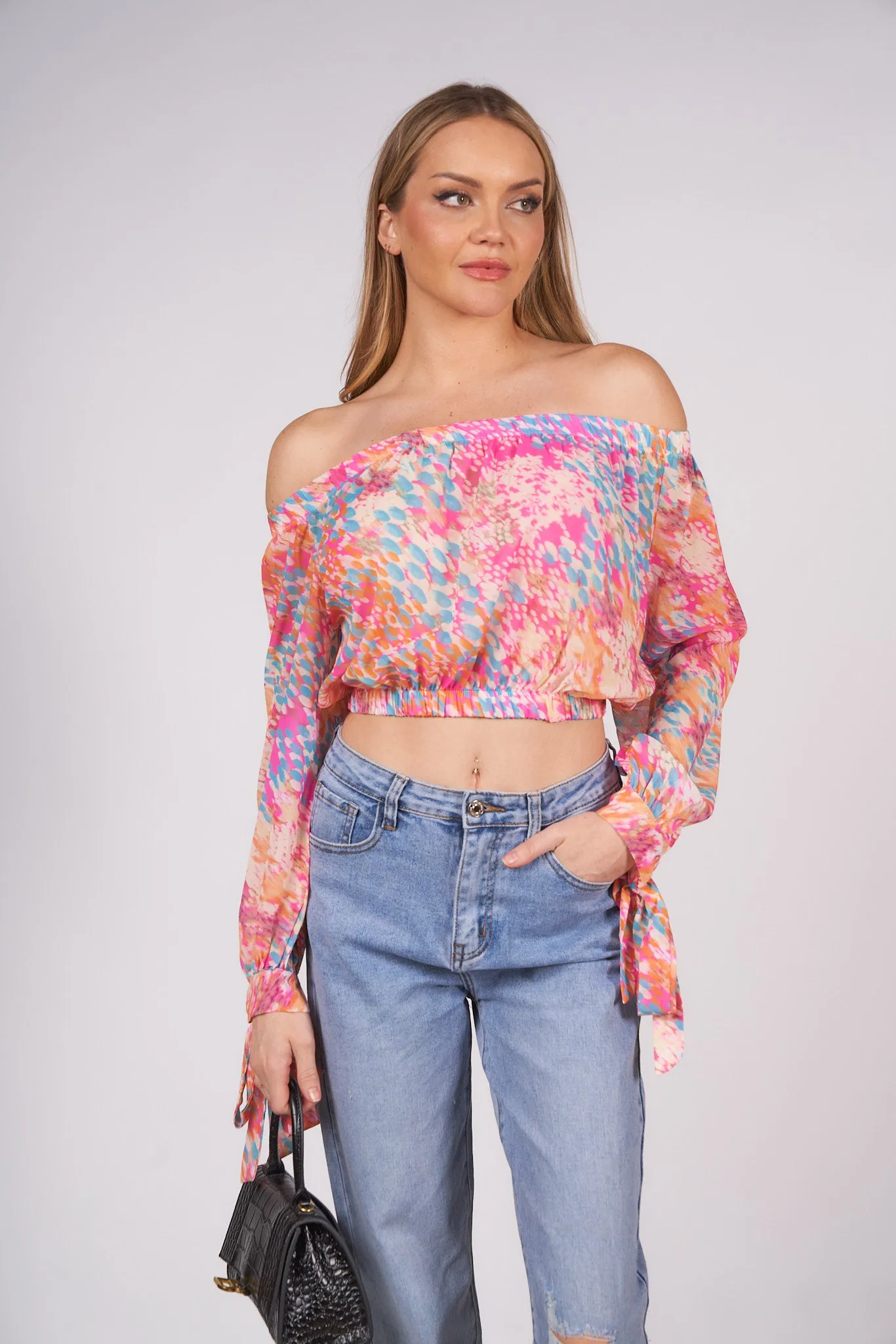 Off the Shoulder Floral Print Top