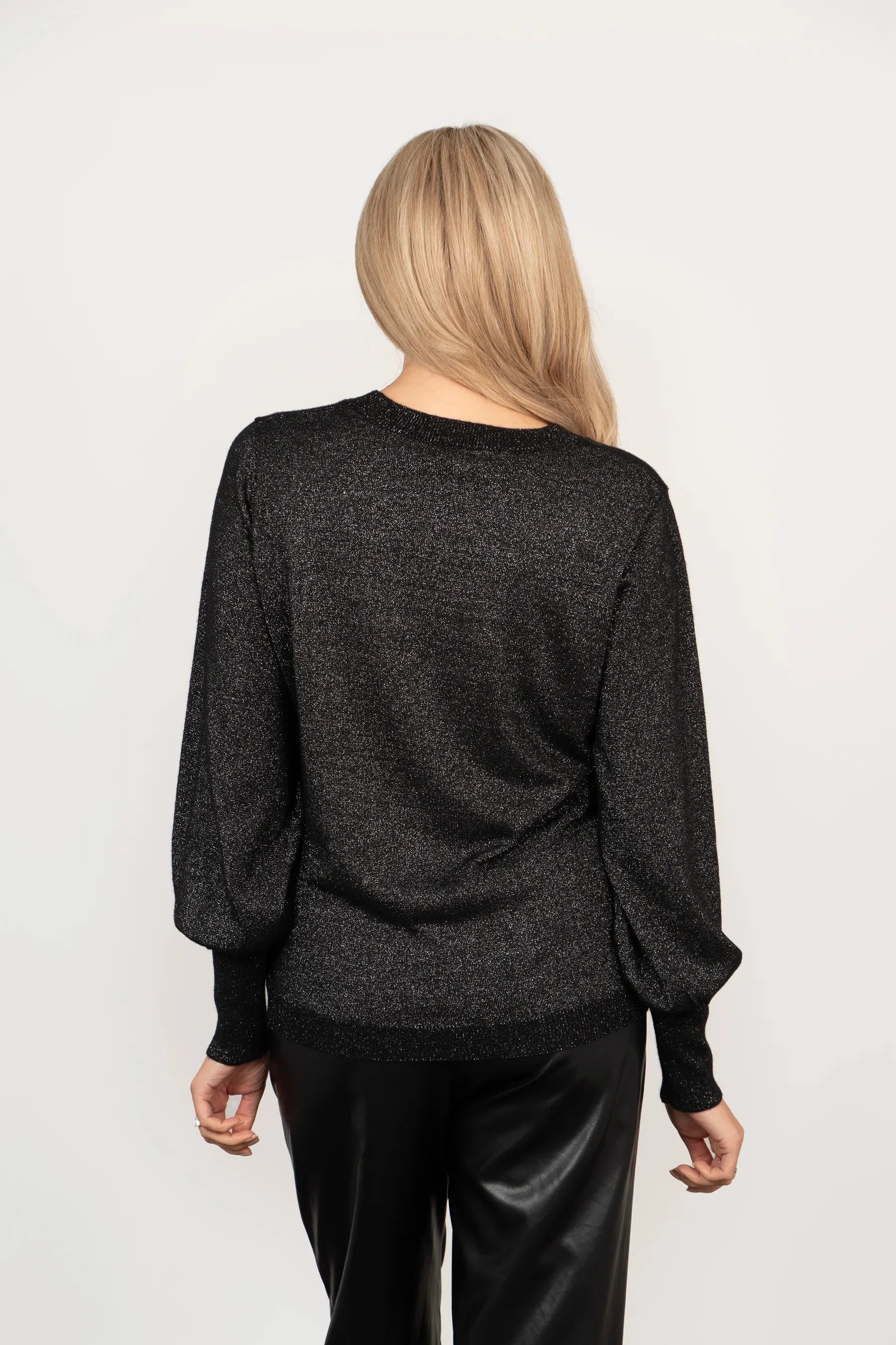 Penny Balloon Sleeve Jumper - Silver Glitter