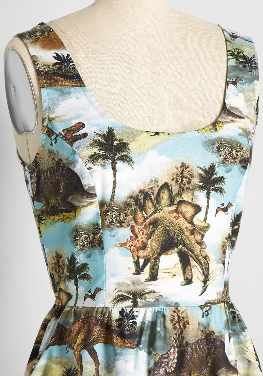 Prehistoric Presentation Fit and Flare Dress