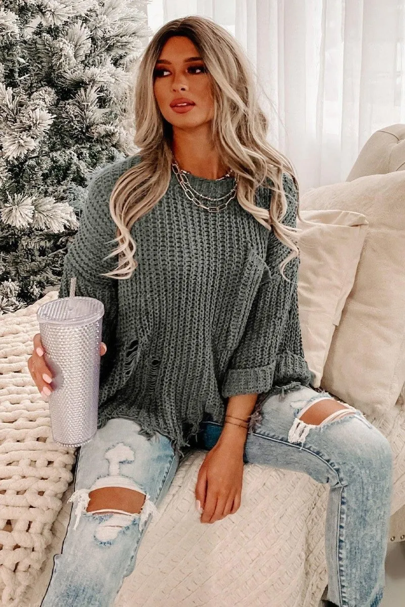 Ripped Fringy Chunky Sweater