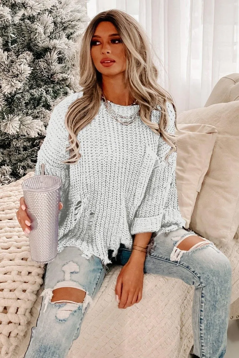 Ripped Fringy Chunky Sweater