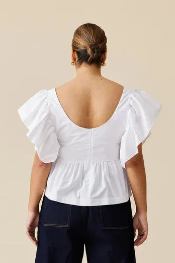 Ruby - Noni Ruffle Top, White