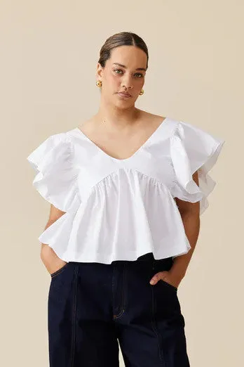 Ruby - Noni Ruffle Top, White