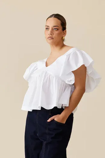 Ruby - Noni Ruffle Top, White