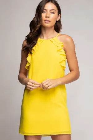 Ruffle Shift Dress-Summer Yellow