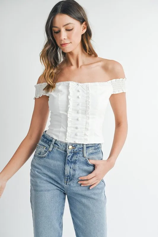 Ruffled Off Shoulder Corset Top