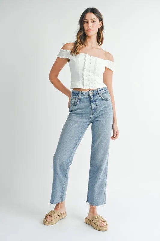 Ruffled Off Shoulder Corset Top