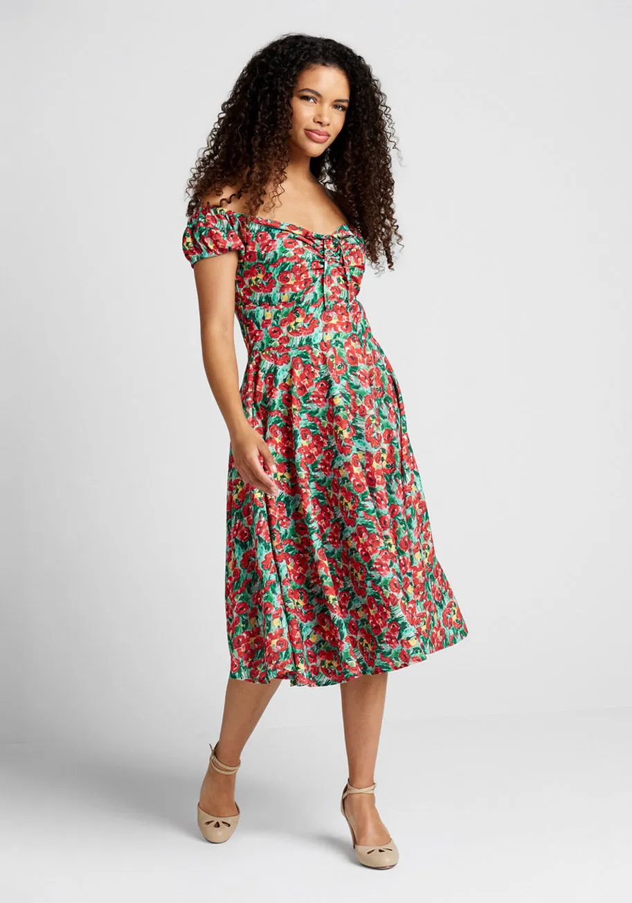 Sheen of Spring Fit And Flare Dress