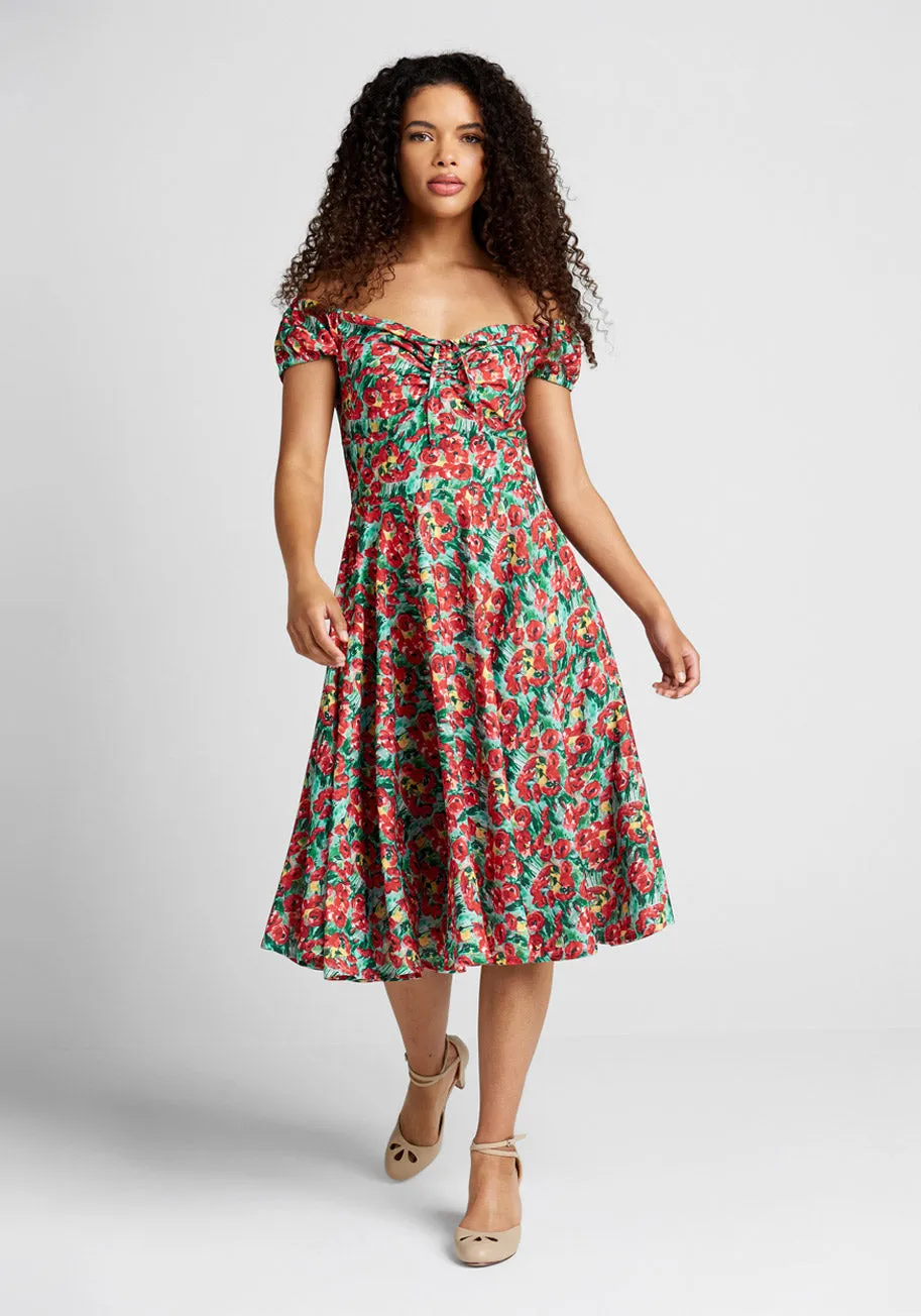 Sheen of Spring Fit And Flare Dress