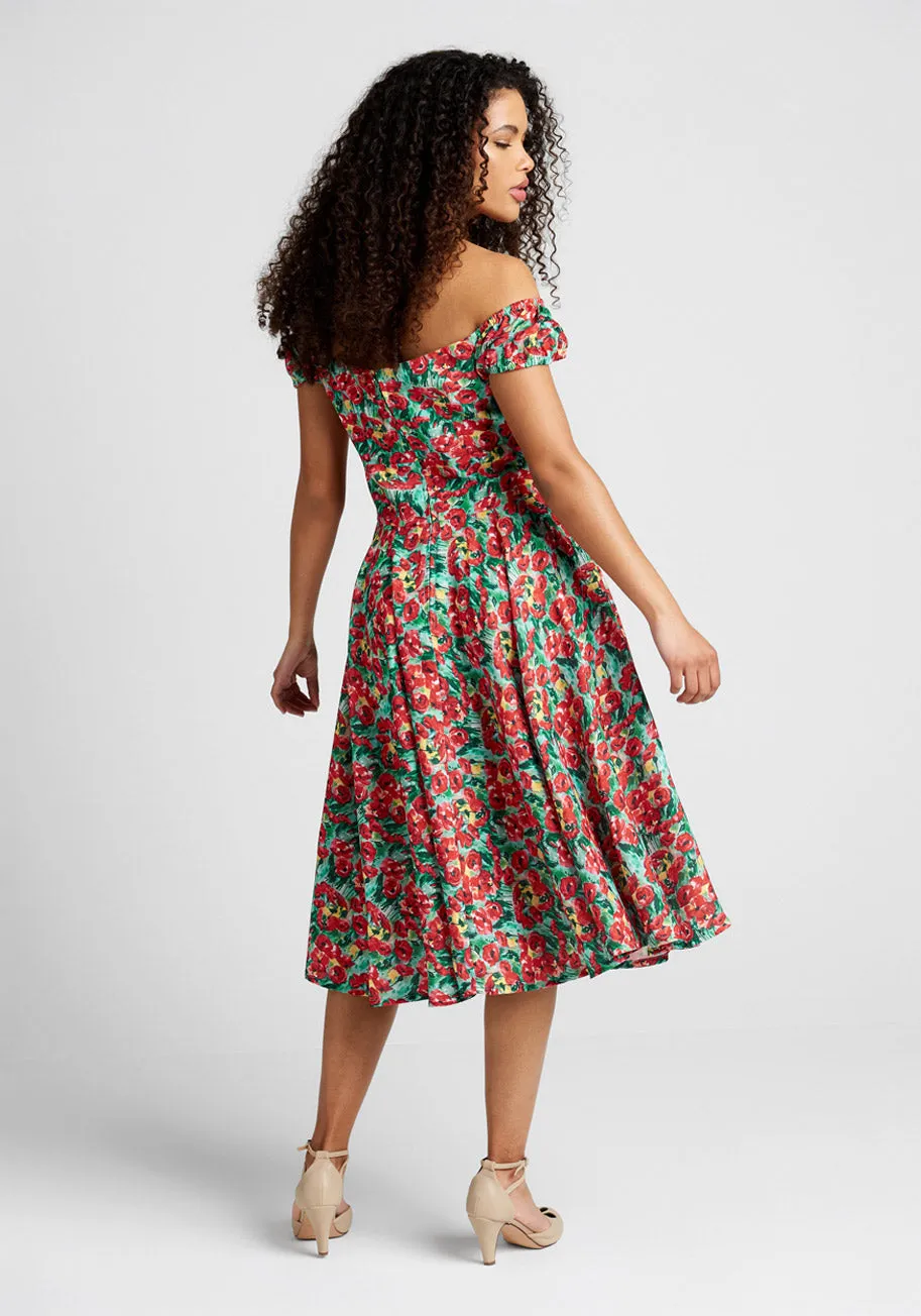 Sheen of Spring Fit And Flare Dress