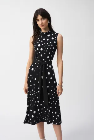 Silky Knit Dot Print Fit And Flare Dress